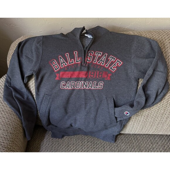 Champion Ball State Quarter Zip Sweatshirt Size XS Cardinals Pullover University - Picture 1 of 7